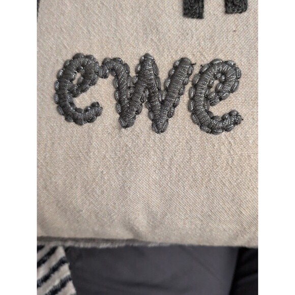 Pottery Barn Ewe & Me Embroidered Pillow Cover 15 x 20 Feather/Down Pillow - Picture 9 of 13